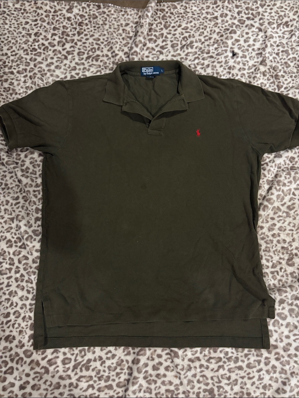 Ralph Lauren Olive Green Polo with Red Pony Logo